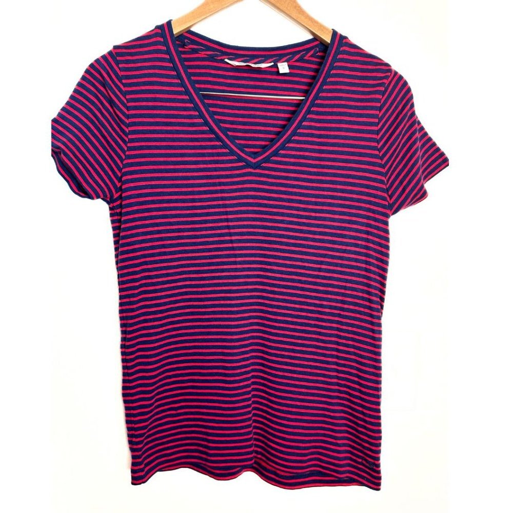 Vineyard Vines Shirt Women's Small V- Neck Short Sleeve Casual Striped Cotton